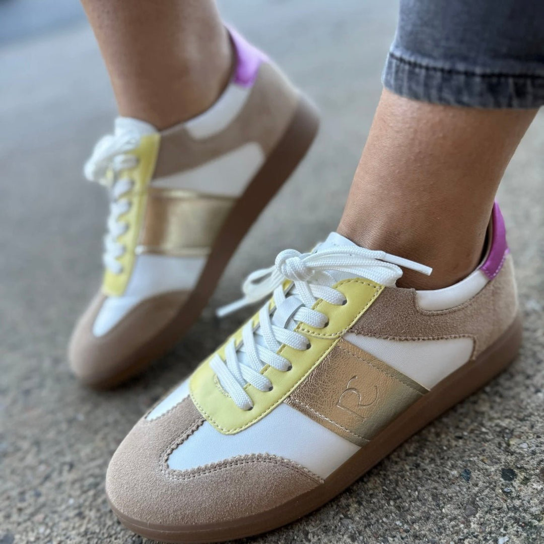 Grisel | White - Gold - Lemon - Pink | Regarde Le Ciel | Trainers | Jenny Shoo Bootique