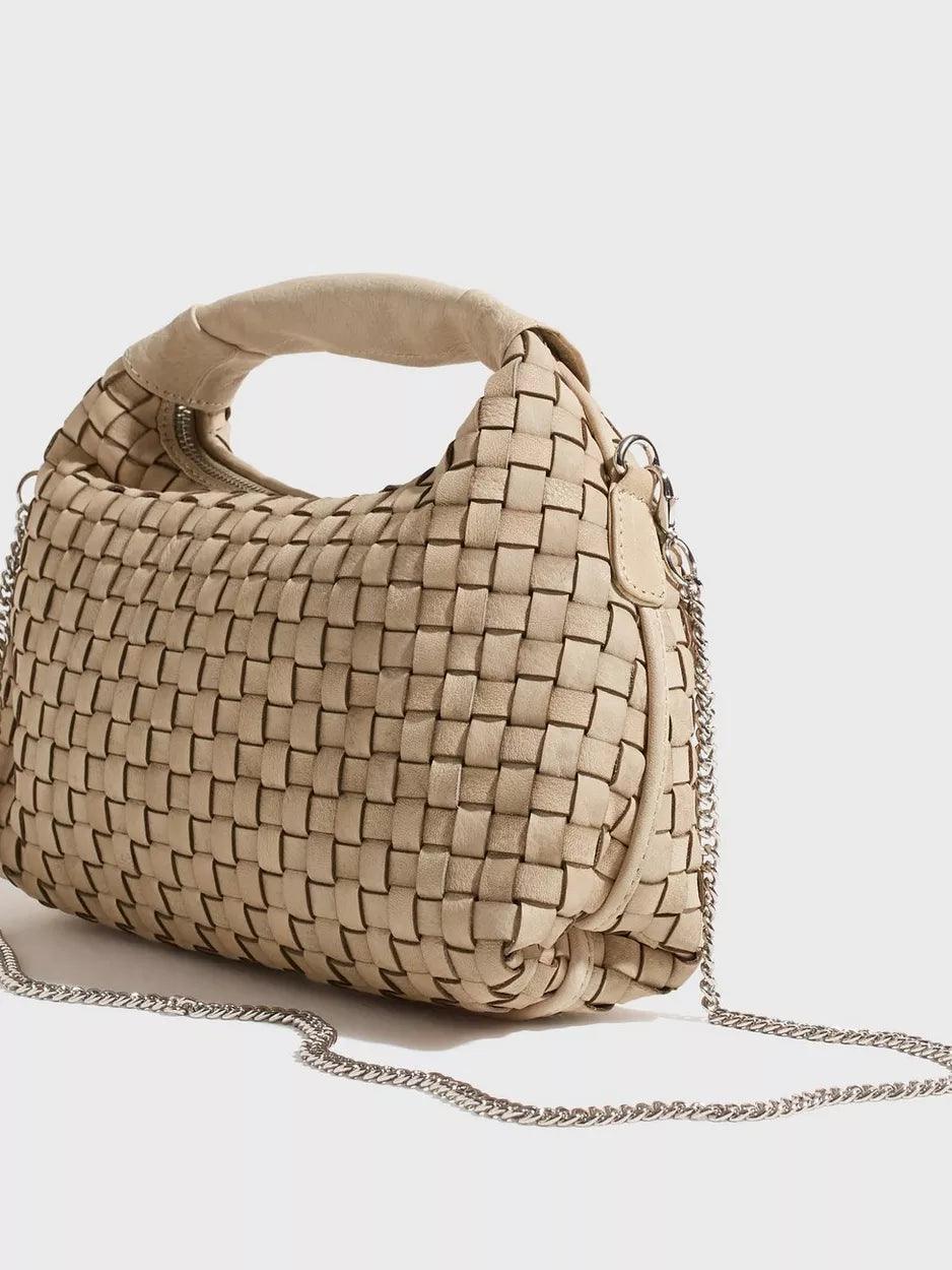 Dandy Large Braided Bag | Beige Leather