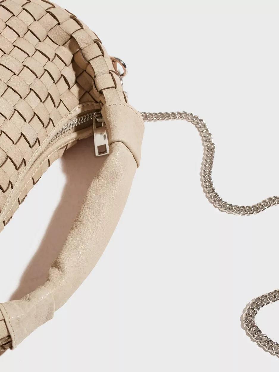 Dandy Large Braided Bag | Beige Leather