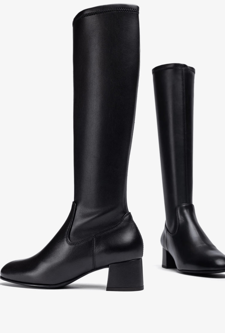 Lapes | Black Stretch Leather | Unisa | Long Boots | Jenny Shoo Bootique