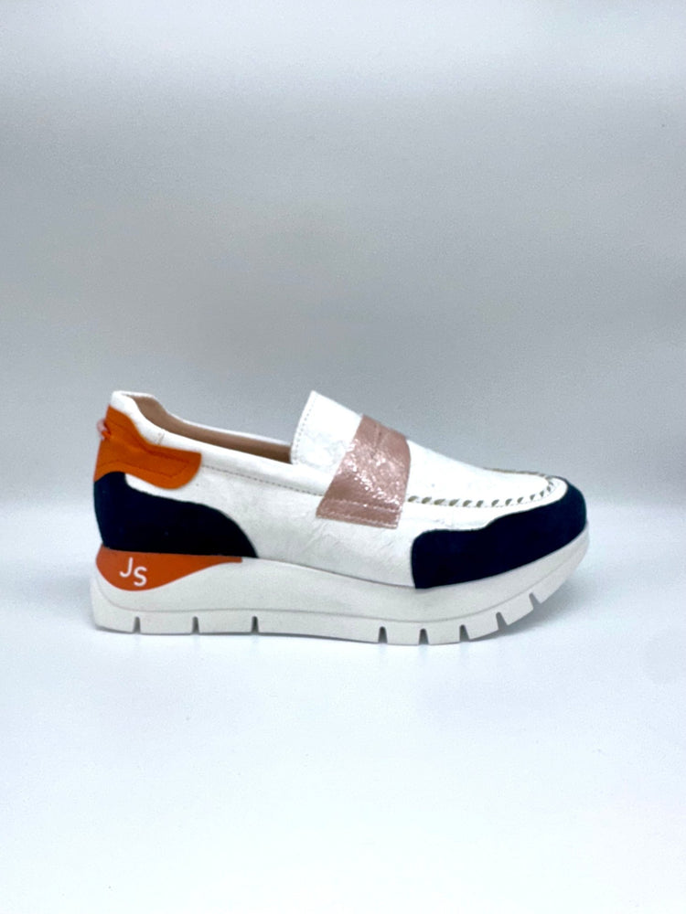 2290 | White - Navy - Orange | Jose Saenz | Wedges | Jenny Shoo Bootique