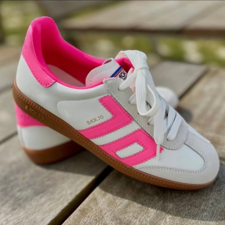 Shelly | White - Pink | Back 70 | Trainers | Jenny Shoo Bootique
