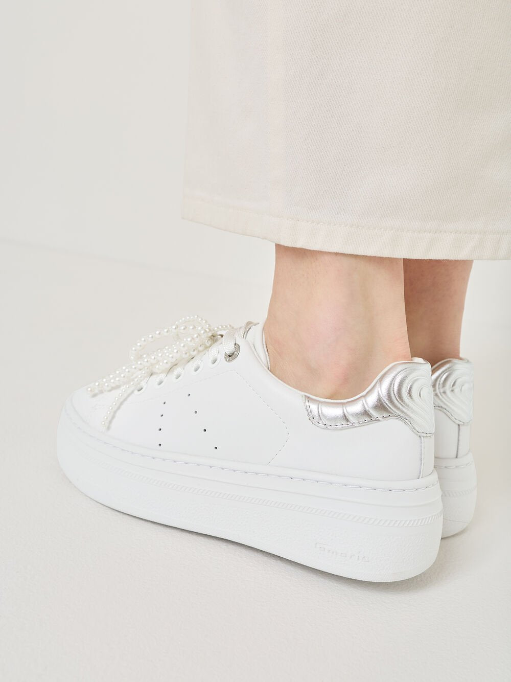 Glam With Removable Pearl | White | Tamaris | Trainers | Jenny Shoo Bootique