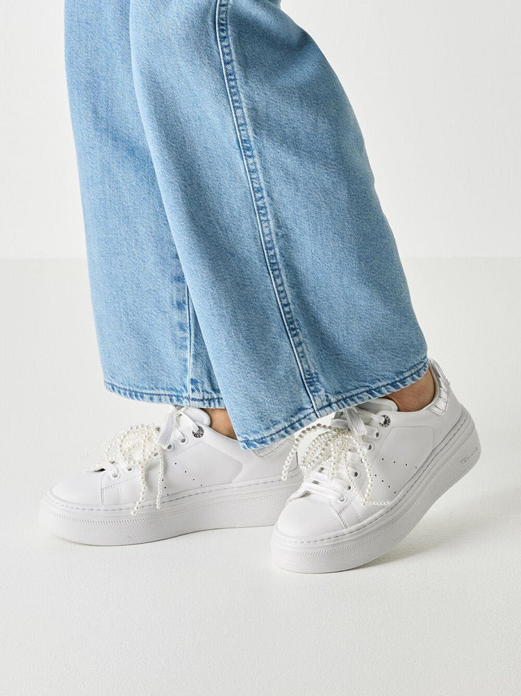 Glam With Removable Pearl | White | Tamaris | Trainers | Jenny Shoo Bootique