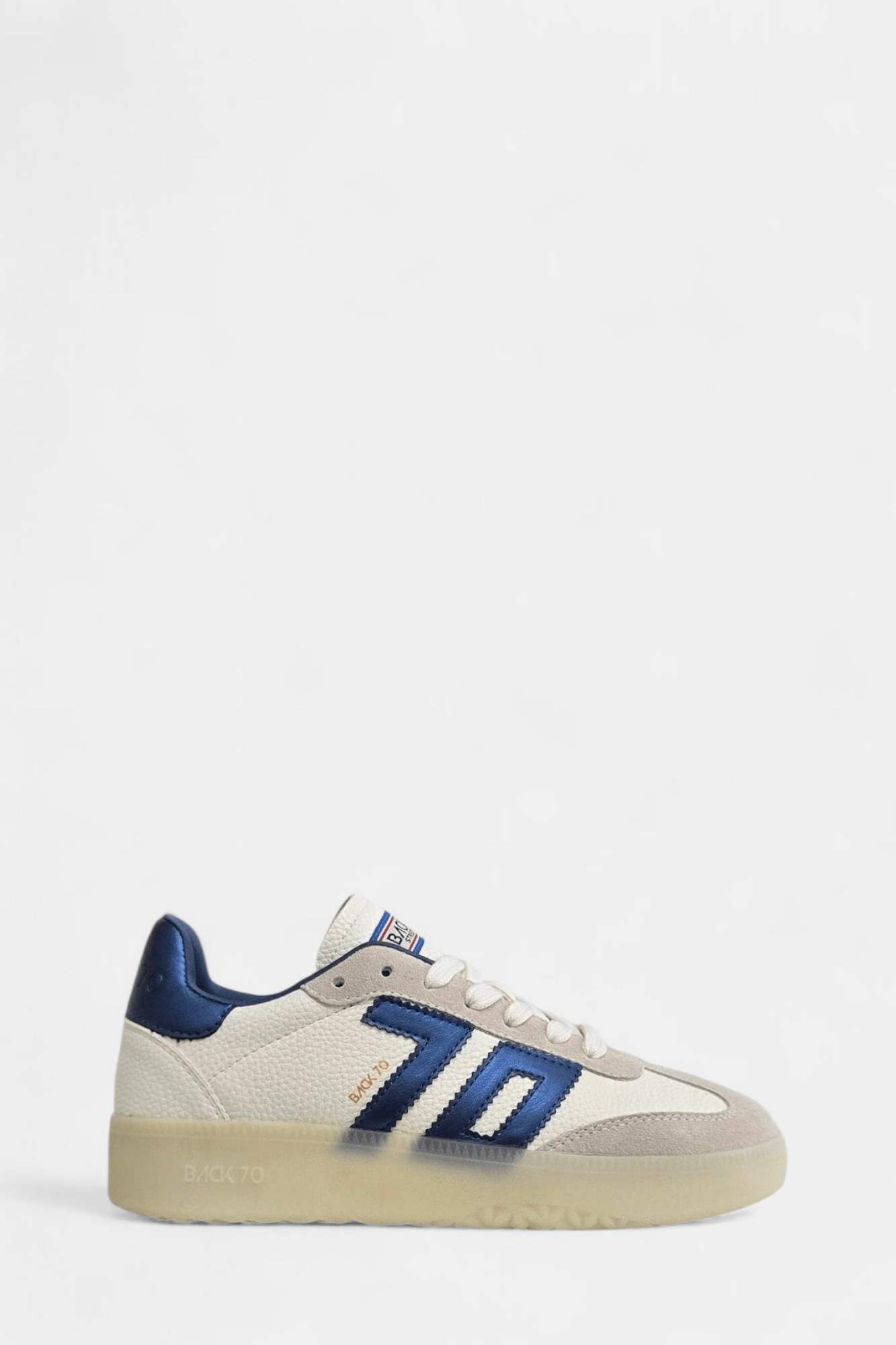 Boston | Soft White - Ice Metallic Blue | Back 70 | Trainers | Jenny Shoo Bootique