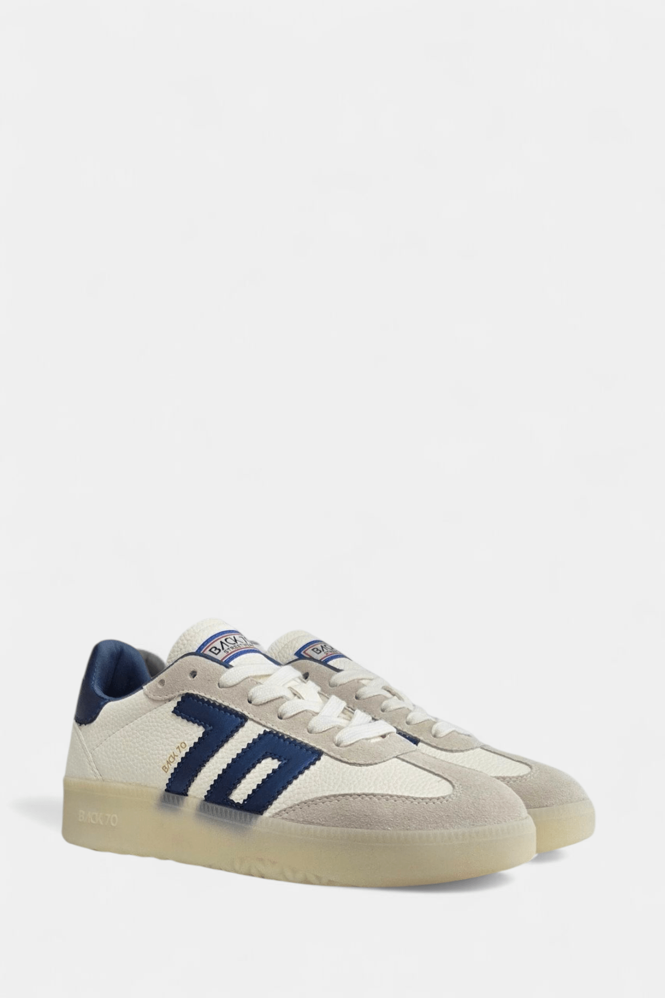 Boston | Soft White - Ice Metallic Blue | Back 70 | Trainers | Jenny Shoo Bootique